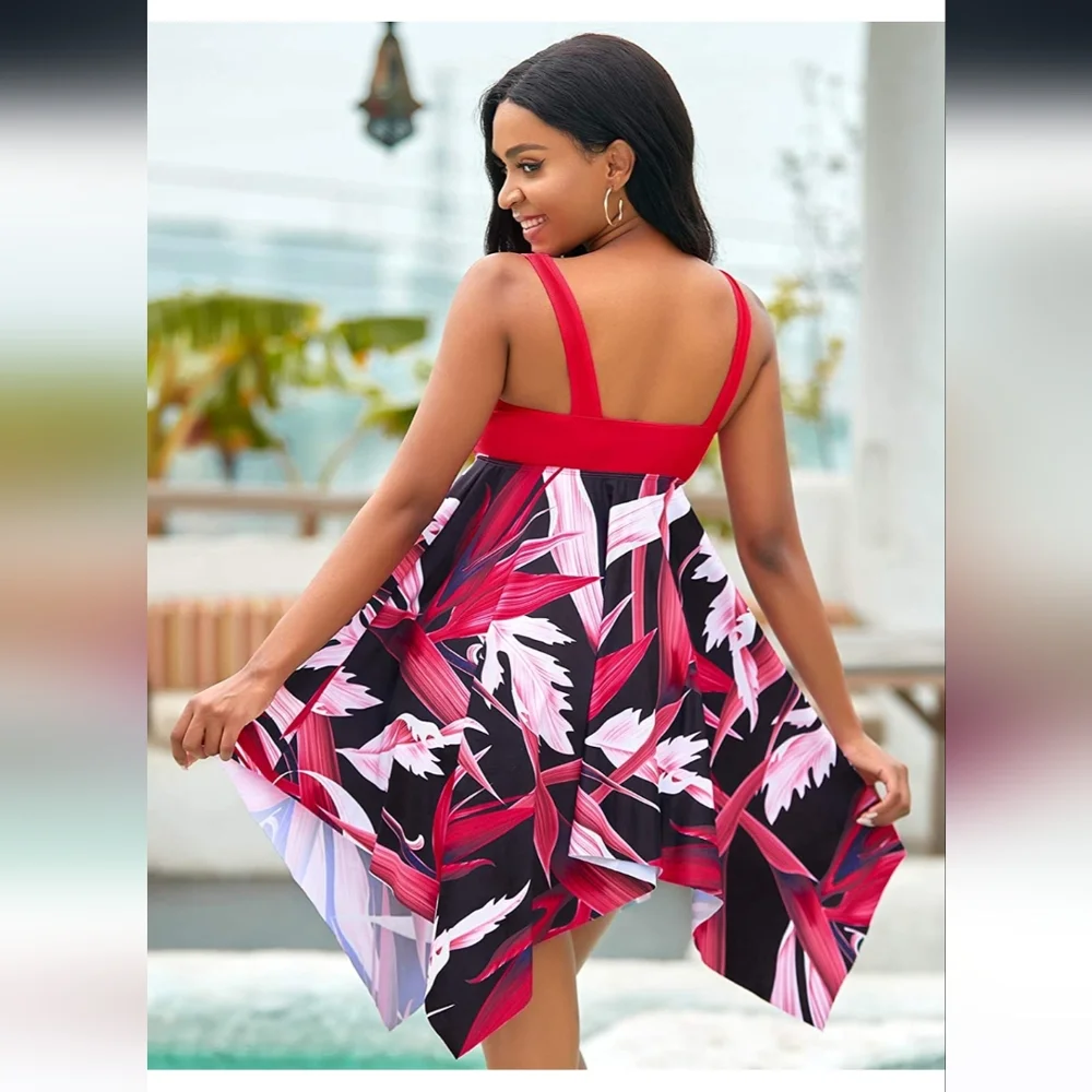 2/$35 NWOT BUCOTA Floral Style Swimdress XL Two Piece Tankini Bathing Suit. - Picture 4 of 6